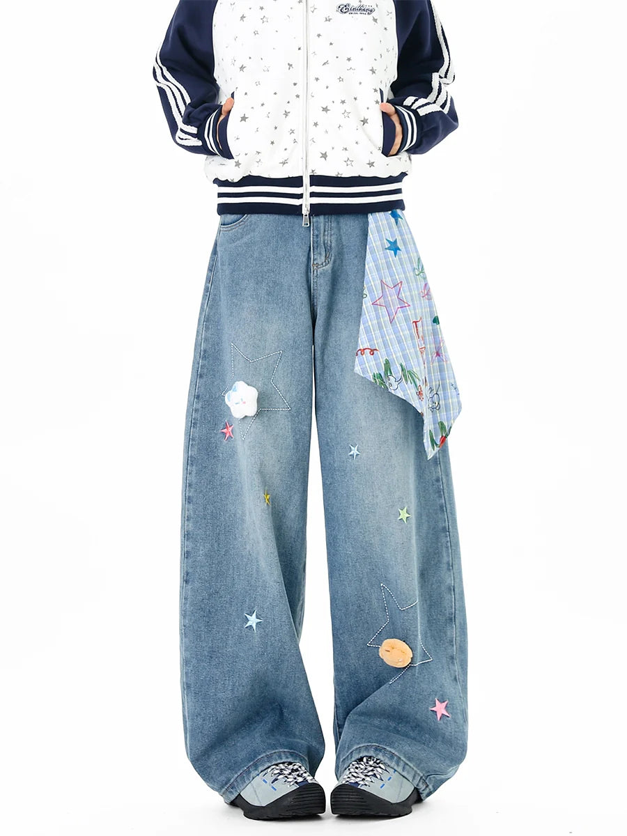Star Embroidered Scimitar Jeans