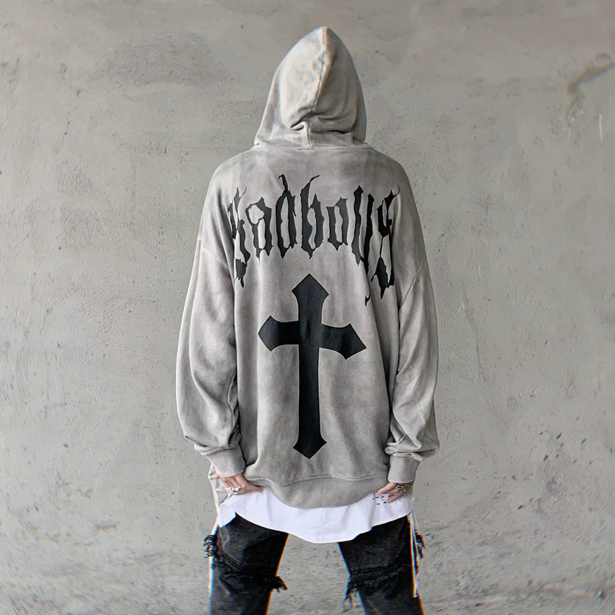 Vintage Gothic Cross Print Hoodies