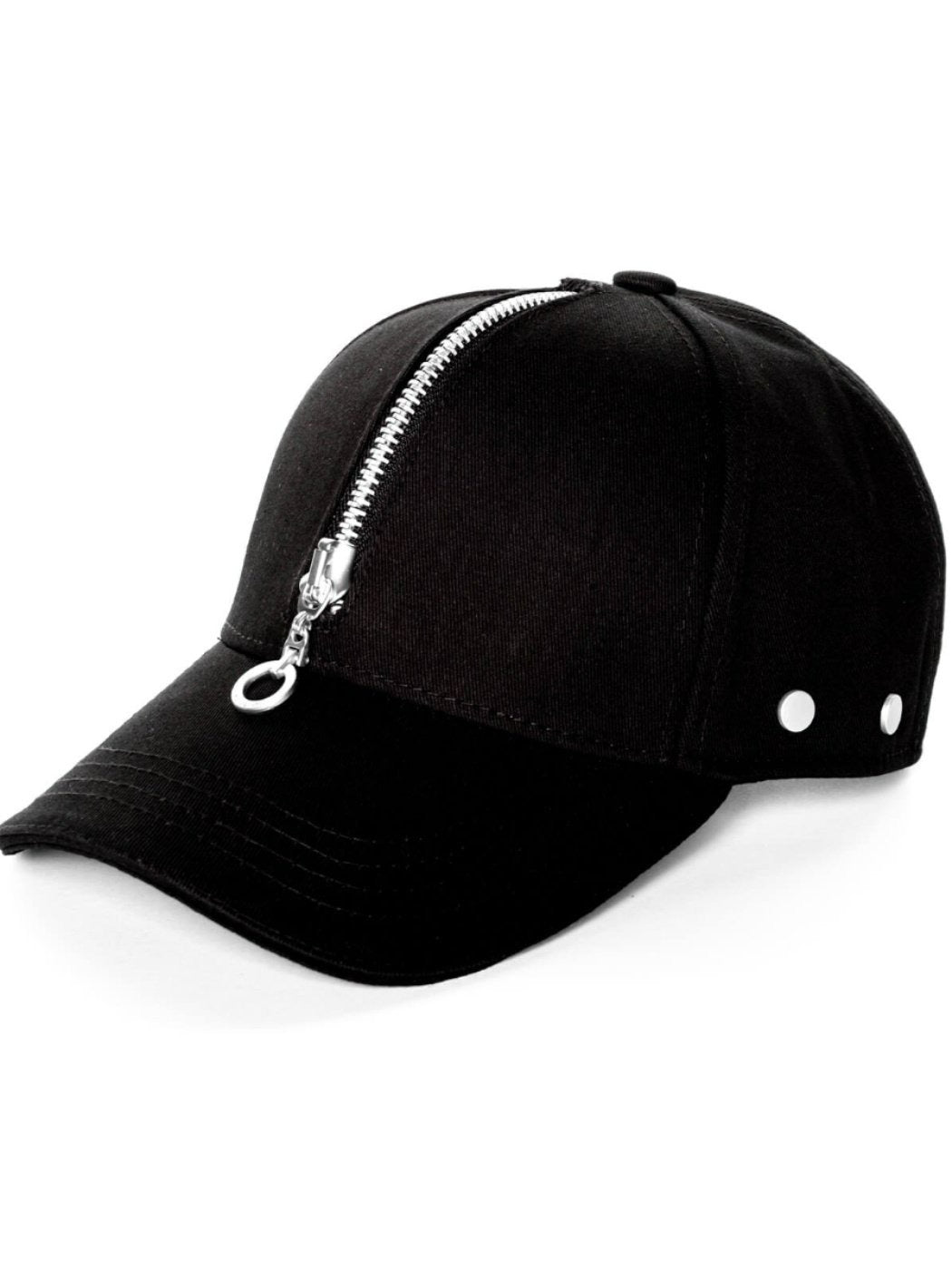 High Street Style Zipper Black Cap Hat