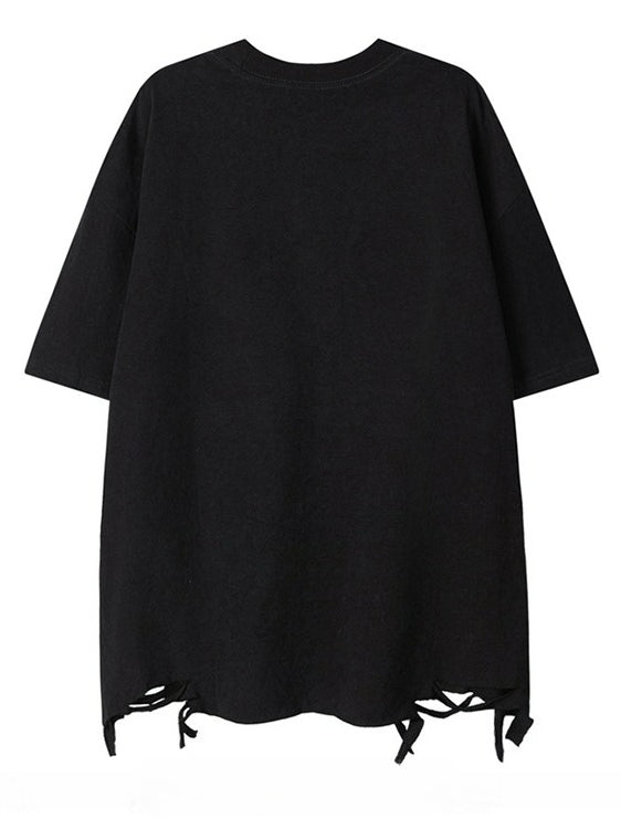 Hip Hop Rock Ripped Short Sleeve Top