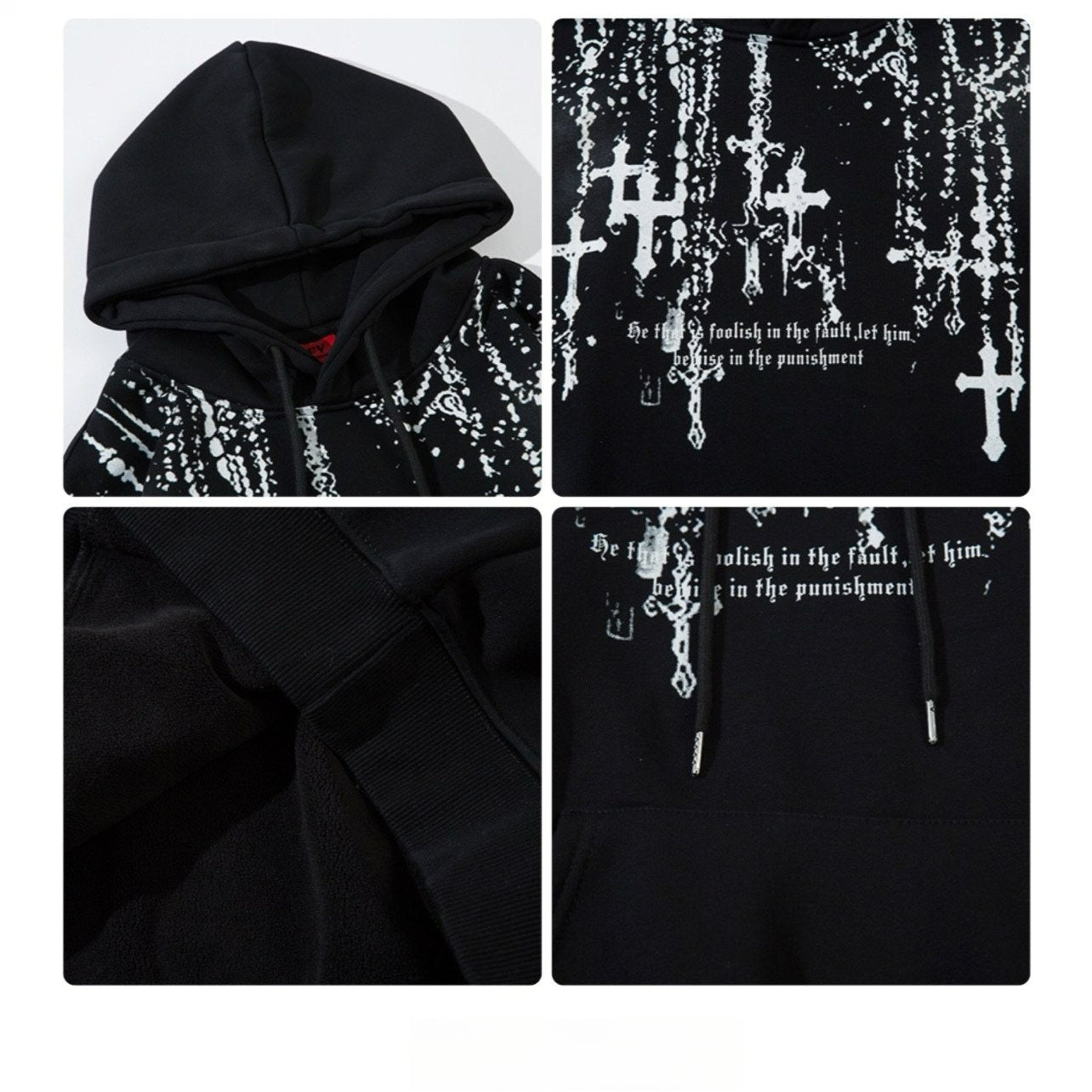 Cross Print Fleece Hoodies