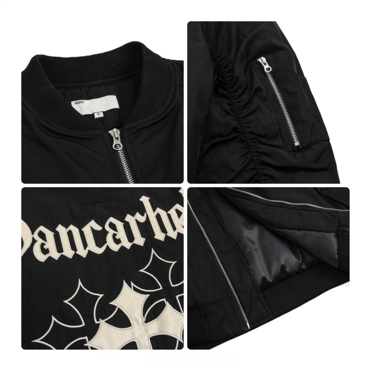 Cross Embroidered Baseball Jacket