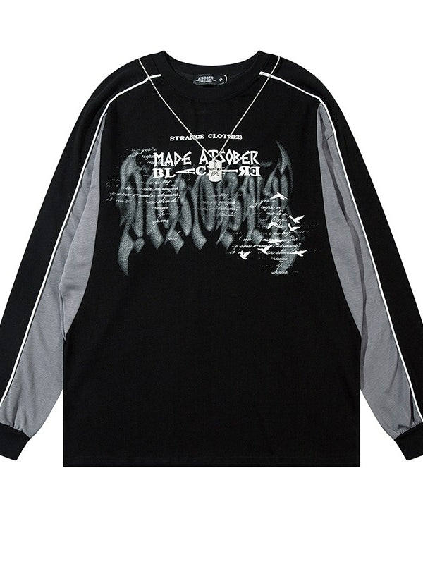 Gothic Letter Chain Long Sleeve T-Shirt