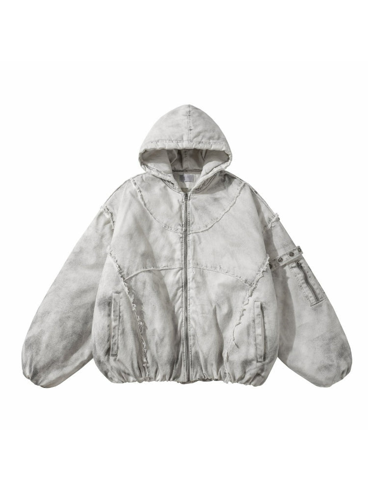 Splicing Hooded Cotton Coat Red Jacket